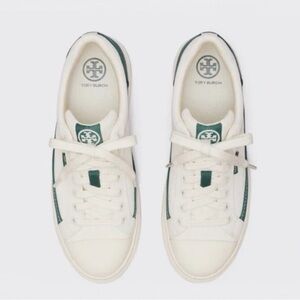 Tory Burch Classic Court Sneaker in Ivory Canvas / Mineral 9